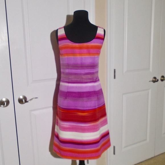 LOFT Sleeveless Stripe A-Line Dress Party/Work - Picture 5 of 6